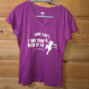V Neck fitted L short sleeve tee Sorry I Can’t…I have plans with my cat …